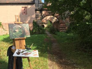 Schloss Oberbürg Lauf am Holz Plein-Air Ölgemälde
