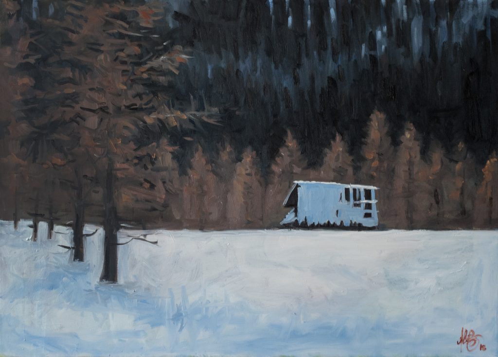 Heustadel am Falkert, Kärnten Öl auf Leinwand 50 cm x 70 cm