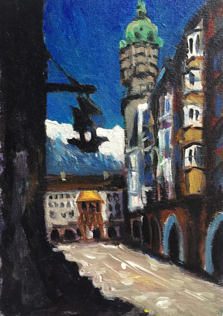 Innsbruck Goldenes Dach und Stadtturm - Tempera, Alexander Broy