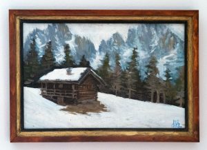 Almhütte vor Langkofel - Seiser Alm