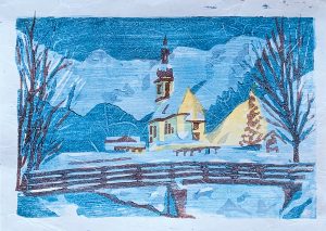 Weihnachtskarte 2020 – Farbholzschnitt St. Sebastian