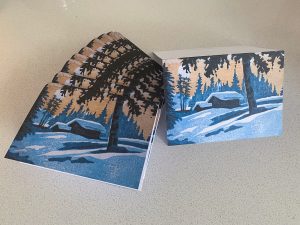 Weihnachtskarten Klappkarte A6 - Motiv: Sonnenaufgang auf der Alm - 10 Stück