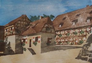 Farbholzschnitt Nürnberger Kaiserburg
